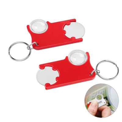 Porte-jeton 1€ pour caddie avec loupe